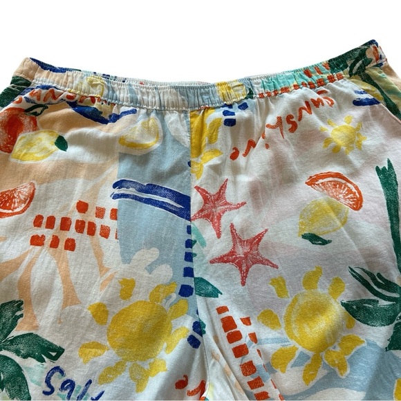 Sonoma Women’s Oversized Plus Size 1X Wide Leg Cropped Linen Blend Pants Pull On - Picture 4 of 10